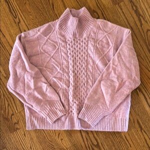 GAP Pink Cowl Neck Cable Knit Sweater
